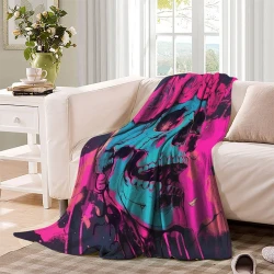 Crâne Plaid en Polaire Imprimé 3D Couverture Douce Confortable pour Canapé Lit Bureau