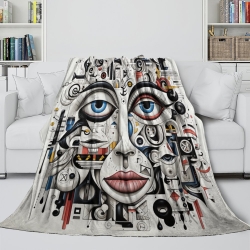 Art abstrait Plaid en Polaire Imprimé 3D Couverture Douce Confortable pour Canapé Lit Bureau