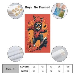 Gato Pintura en lienzo sin marco, impresiones de pósters arte pared para decoración hogar dormitorio oficina
