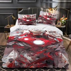 Avengers Iron Man Housse de Couette Imprimée 3D Douce 3 Pièces Literie Garçons Filles