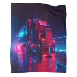 Gros camion Plaid en Polaire Imprimé 3D Couverture Douce Confortable pour Canapé Lit Bureau