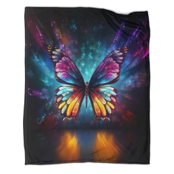 Papillon Plaid en Polaire Imprimé 3D Couverture Douce Confortable pour Canapé Lit Bureau