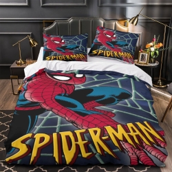 Avengers Spider Man Housse de Couette Imprimée 3D Douce 3 Pièces Literie Garçons Filles