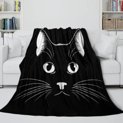 Cute Chat Plaid en Polaire Imprimé 3D Couverture Douce Confortable pour Canapé Lit Bureau