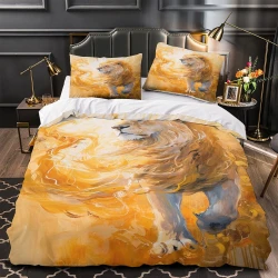 Lion Housse de Couette Imprimée 3D Douce 3 Pièces Literie Garçons Filles
