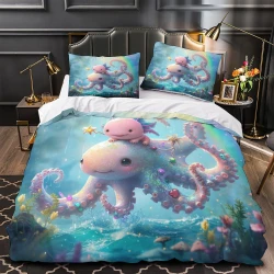 Pieuvre Housse de Couette Imprimée 3D Douce 3 Pièces Literie Garçons Filles