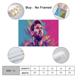 Lionel Messi Peinture sur toile sans cadre, impressions posters art mural pour déco maison chambre bureau