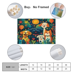 Chien art Peinture sur toile sans cadre, impressions posters art mural pour déco maison chambre bureau
