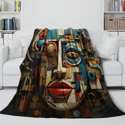 Art abstrait Plaid en Polaire Imprimé 3D Couverture Douce Confortable pour Canapé Lit Bureau