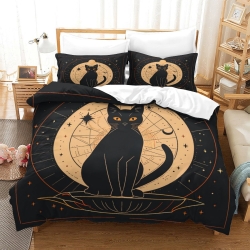 Chat Housse de Couette Imprimée 3D Douce 3 Pièces Literie Garçons Filles