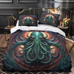 Mythe de l'horreur Cthulhu Housse de Couette Imprimée 3D Douce 3 Pièces Literie Garçons Filles