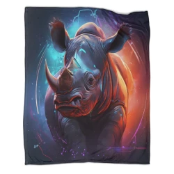 Rhinocéros Plaid en Polaire Imprimé 3D Couverture Douce Confortable pour Canapé Lit Bureau