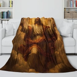 Dio e Gesù Coperta in Pile Stampata 3D Morbida e Confortevole per Divano Letto Ufficio