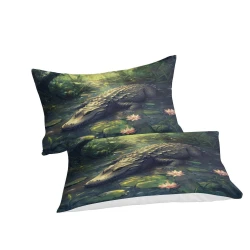 Crocodile Housse de Couette Imprimée 3D Douce 3 Pièces Literie Garçons Filles
