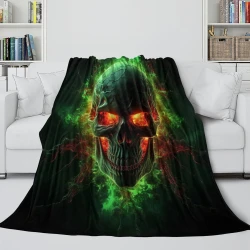 Crâne Plaid en Polaire Imprimé 3D Couverture Douce Confortable pour Canapé Lit Bureau