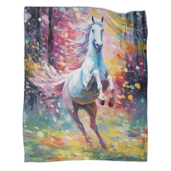 Cheval Plaid en Polaire Imprimé 3D Couverture Douce Confortable pour Canapé Lit Bureau