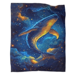 Baleine Plaid en Polaire Imprimé 3D Couverture Douce Confortable pour Canapé Lit Bureau