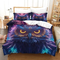 Hibou Housse de Couette Imprimée 3D Douce 3 Pièces Literie Garçons Filles