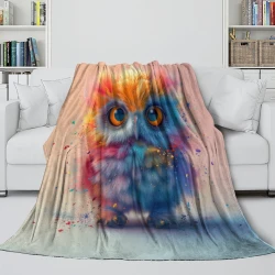 Hibou Plaid en Polaire Imprimé 3D Couverture Douce Confortable pour Canapé Lit Bureau