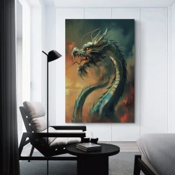 oriental Dragon Peinture sur toile sans cadre, impressions posters art mural pour déco maison chambre bureau
