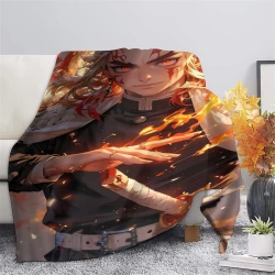 Tueur de démons: Demon Slayer Plaid en Polaire Imprimé 3D Couverture Douce Confortable pour Canapé Lit Bureau