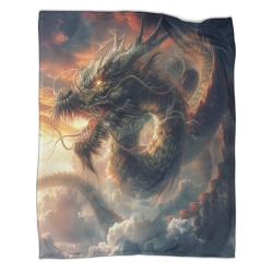 Dragon Plaid en Polaire Imprimé 3D Couverture Douce Confortable pour Canapé Lit Bureau