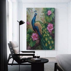 Paon Peinture sur toile sans cadre, impressions posters art mural pour déco maison chambre bureau