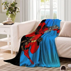 Marvel Deadpool Plaid en Polaire Imprimé 3D Couverture Douce Confortable pour Canapé Lit Bureau