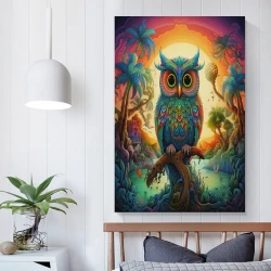 Hibou Peinture sur toile sans cadre, impressions posters art mural pour déco maison chambre bureau
