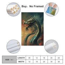 oriental Dragon Peinture sur toile sans cadre, impressions posters art mural pour déco maison chambre bureau