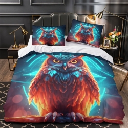 Hibou Housse de Couette Imprimée 3D Douce 3 Pièces Literie Garçons Filles