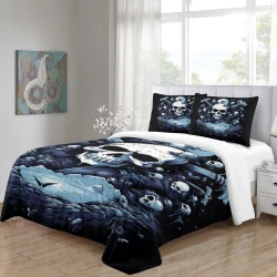 Crâne Housse de Couette Imprimée 3D Douce 3 Pièces Literie Garçons Filles