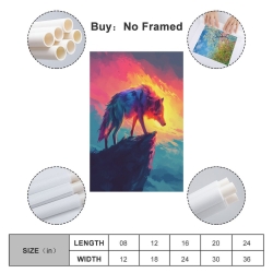 Loup Peinture sur toile sans cadre, impressions posters art mural pour déco maison chambre bureau