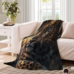 Léopard Plaid en Polaire Imprimé 3D Couverture Douce Confortable pour Canapé Lit Bureau