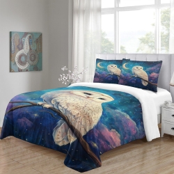 Hibou Housse de Couette Imprimée 3D Douce 3 Pièces Literie Garçons Filles