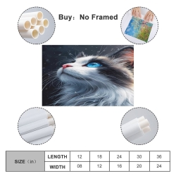 Cute Blue Eyed Chat Peinture sur toile sans cadre, impressions posters art mural pour déco maison chambre bureau