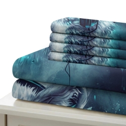 Loup Housse de Couette Imprimée 3D Douce 3 Pièces Literie Garçons Filles