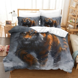 Tigre Housse de Couette Imprimée 3D Douce 3 Pièces Literie Garçons Filles