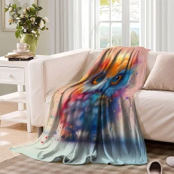 Hibou Plaid en Polaire Imprimé 3D Couverture Douce Confortable pour Canapé Lit Bureau