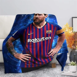 Lionel Messi Plaid en Polaire Imprimé 3D Couverture Douce Confortable pour Canapé Lit Bureau