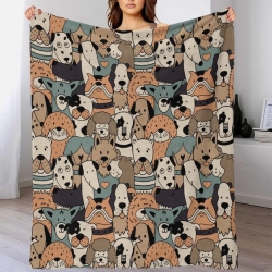 Dog 3D Printed Fleece Throw Blanket Soft Cozy Blanket for Couch Sofa Bed Office