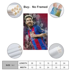 Lionel Messi Peinture sur toile sans cadre, impressions posters art mural pour déco maison chambre bureau