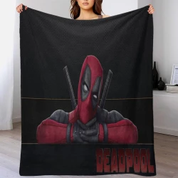 Marvel Deadpool Plaid en Polaire Imprimé 3D Couverture Douce Confortable pour Canapé Lit Bureau
