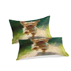Yorkshire Terrier Housse de Couette Imprimée 3D Douce 3 Pièces Literie Garçons Filles
