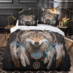 Loup Housse de Couette Imprimée 3D Douce 3 Pièces Literie Garçons Filles