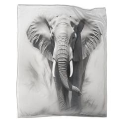 Éléphant Plaid en Polaire Imprimé 3D Couverture Douce Confortable pour Canapé Lit Bureau