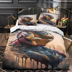 Avengers Iron Man Housse de Couette Imprimée 3D Douce 3 Pièces Literie Garçons Filles