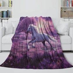 Cheval Plaid en Polaire Imprimé 3D Couverture Douce Confortable pour Canapé Lit Bureau