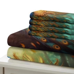 Paon Housse de Couette Imprimée 3D Douce 3 Pièces Literie Garçons Filles