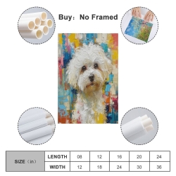 Maltese Chien Peinture sur toile sans cadre, impressions posters art mural pour déco maison chambre bureau